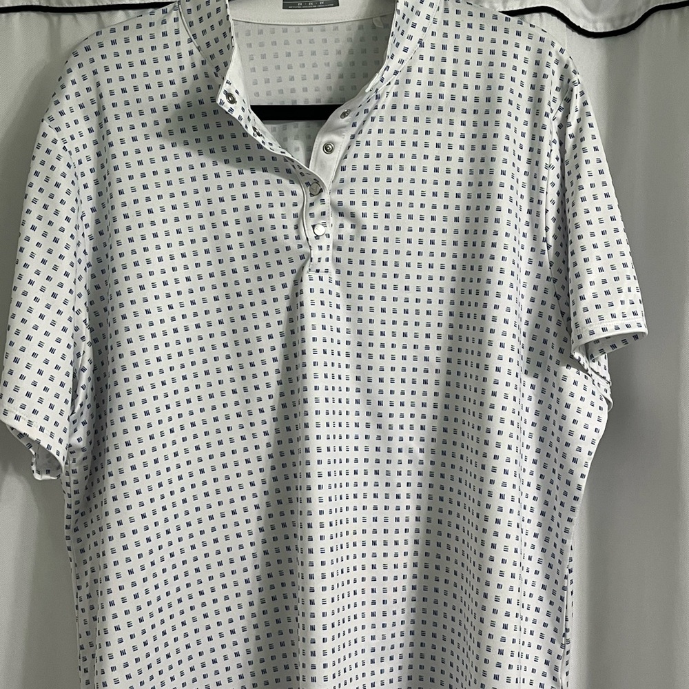 Women’s White and Blue Patterned Shirt